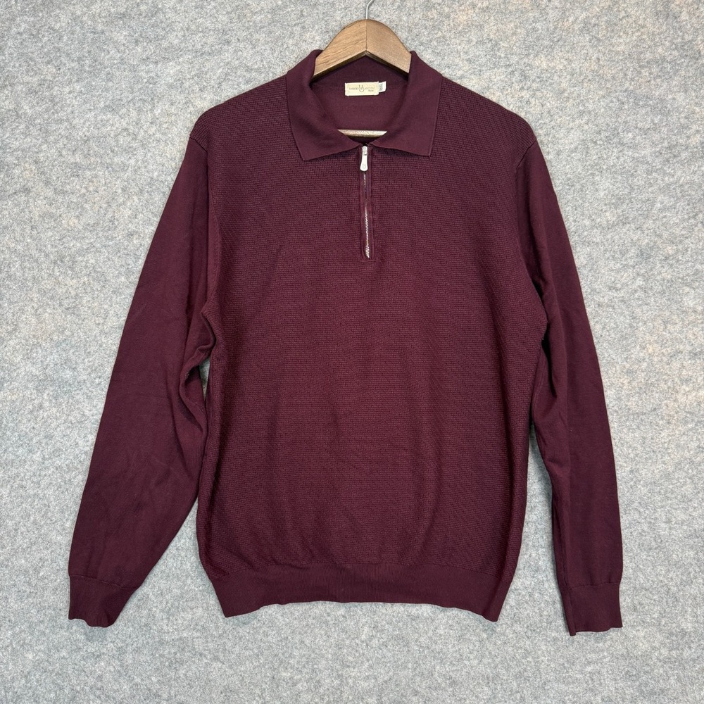Umberto Bilancioni Quarter Zip Sweater Mens 3XL (Fits like US XL) Bergundy Italy
